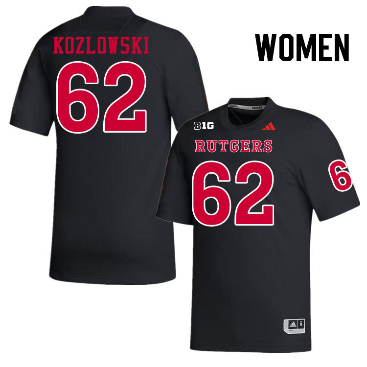 Women #62 Cole Kozlowski Rutgers Scarlet Knights 2024 College Football Jerseys Stitched-Black